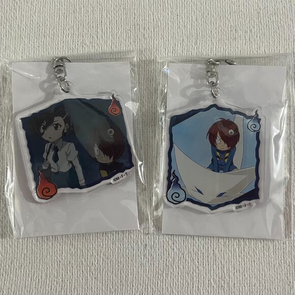 Lot of 2 Gegege no Kitaro Kitaro & Mana Inuyama Ittan Momen Acrylic Keychains - Picture 1 of 2